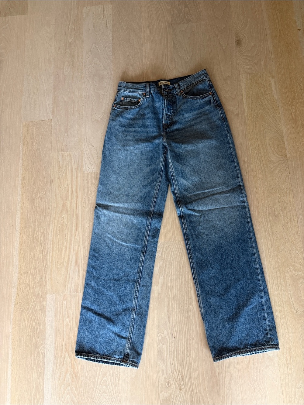GRLFRND Washed Blue Straight-Leg Jeans
